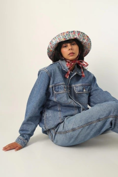 Jaqueta jeans azul classica vintage
