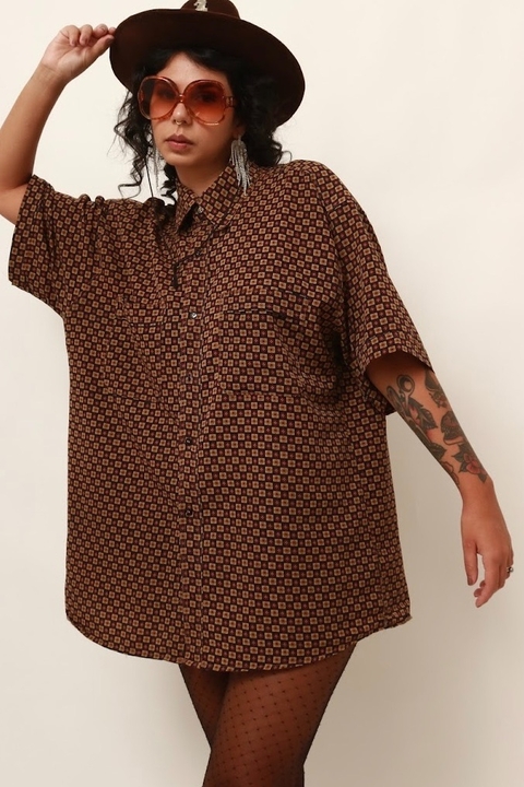 camisa western vintage marrom