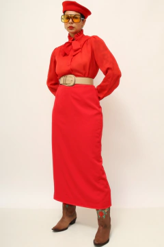 Imagem do Saia cintura alta midi vintage vermelha