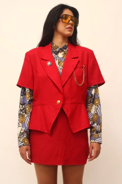 Blazer vermelho manga curta Evan Picone