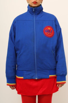 Jaqueta azul bomber forro amarelo vintage golf