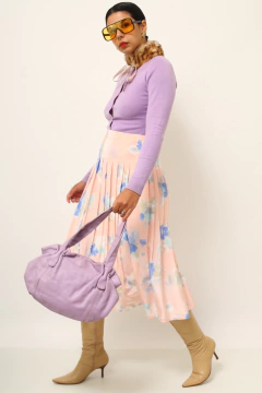 Cardigan roxinho cropeed gola pelo LUCY - loja online