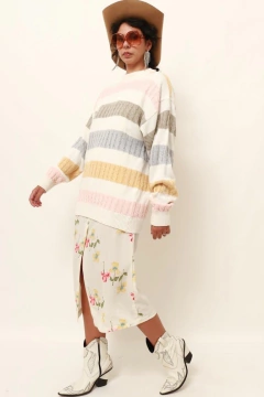 Tricot listras rosa e cinza amplo vintage C.G.C - loja online