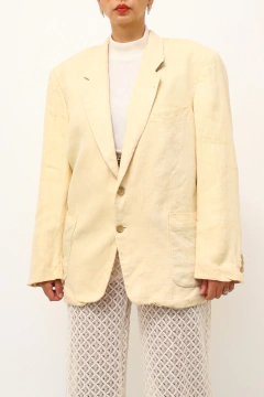 Blazer linho bege forrado vintage