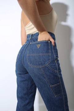 Calça jeans grosso azul cintura mega alta - Capichó Brechó