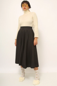 Saia midi 100% algodão gode preta - Capichó Brechó