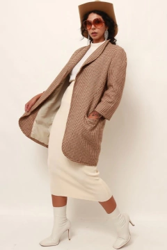 Blazer xadrez manga 7/8 vintage bege - loja online