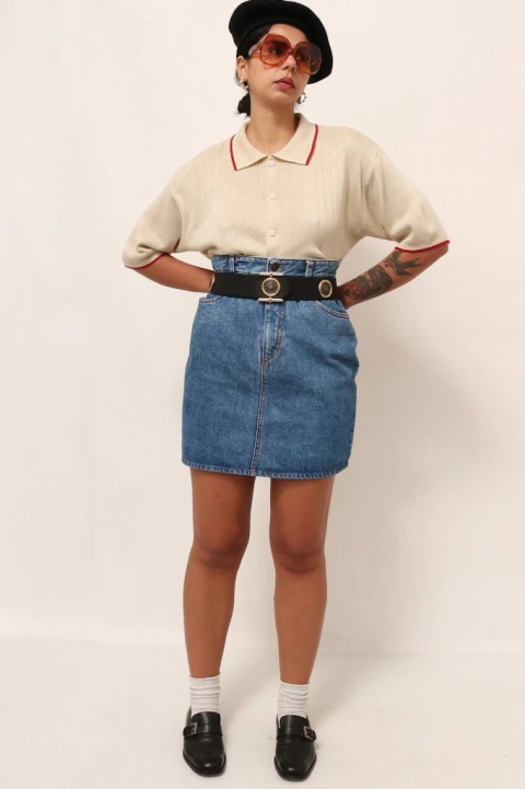 saia classica jeans reta vintage