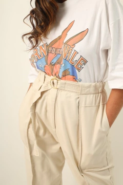 Calça cintura alta AMARO creme - loja online