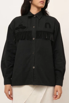 camisa franja bordado western vintage - comprar online
