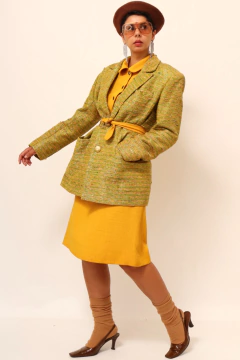 Blazer verde e amarelo forrado fio dourado - comprar online