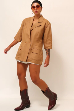Imagem do Blazer manga curta bege estilo linho vintage