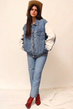 Jaqueta jeans bicolor NICOBOBO na internet