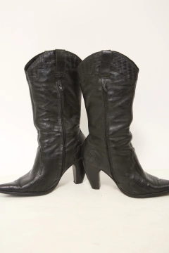 Bota preta 100% couro western classcia 38 na internet