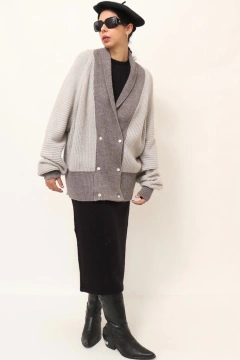 Cardigan cinza amplo 80´s vintage