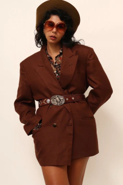 Blazer marrom 100% linho vintage VIA VENETO