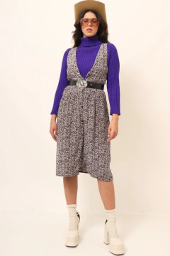 Vestido viscose estampa flores vintage