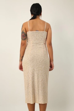 Vestido renda champanhe forrado vintage - Capichó Brechó