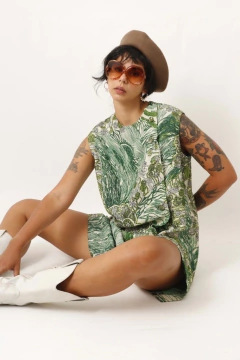vestido fenda verde brilho vintage - Capichó Brechó