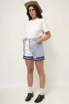 Shorts jeans flor bicolor KIWI - comprar online