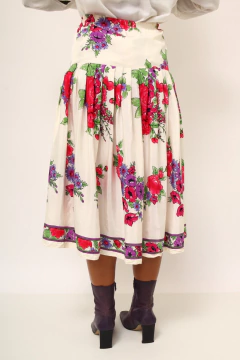 Imagem do Saia perolada flores rosa vintage