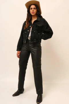 jaqueta jeans cropped preta na internet
