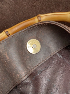 Bolsa GUCCI BAMBOO couro marrom
