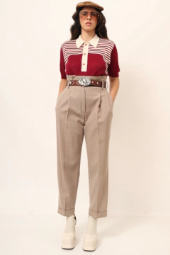 Imagem do Polo marsala com listras 70´s vintage tricot