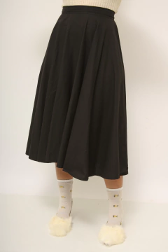 Imagem do Saia midi 100% algodão gode preta