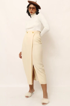 Saia cintura alta ATELIE PARISIENSE 100% lã vintage - loja online