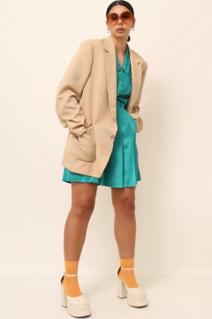 Blazer bege liso DECIMEL vintage - Capichó Brechó