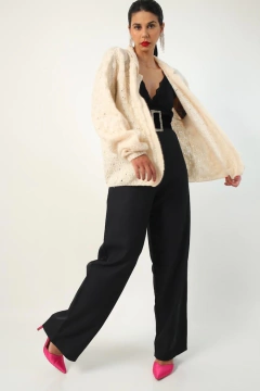 Cardigan tricot off textura fofo vintage