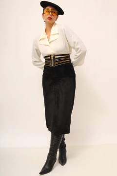 Saia couro camurça cintura alta - comprar online