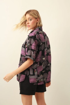 Imagem do camisa estampa 90’s quadrado roxa
