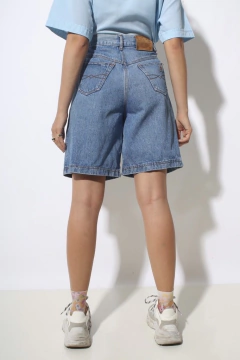 Bermuda jeans grosso azul cintura alta ampla - comprar online