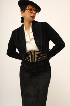 Jaqueta cropped couro camurça - loja online