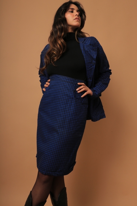conjunto xadrez saia + blazer vintage