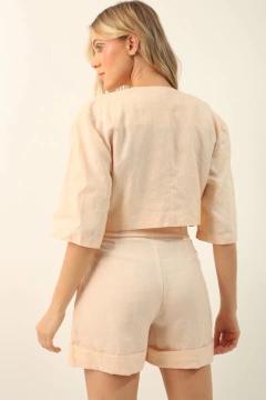 Imagem do Conjunto estilo linho cropped + shorts