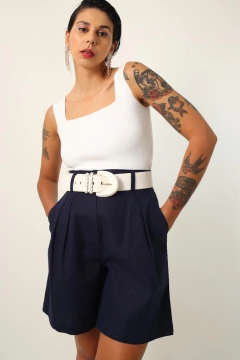 Top cropped tricot branco textura - comprar online