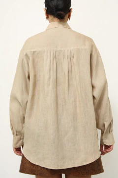 Camisa bege 100% linho manga longa - Capichó Brechó