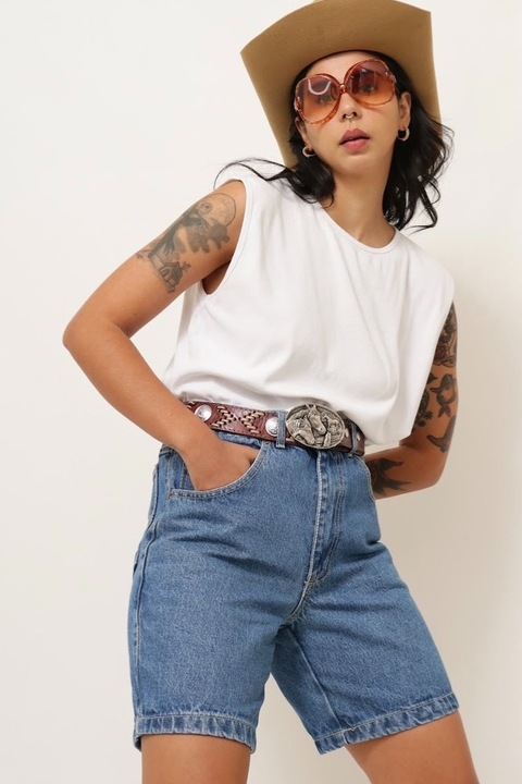 Bermuda jeans grosso cintura alta