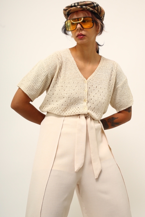 Blusa tricot creme vintage