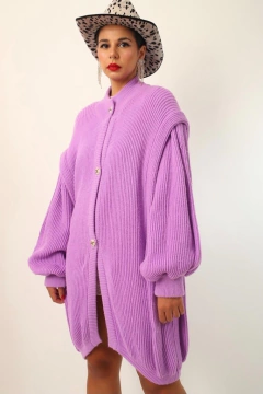 Cardigan manga mega bufante lilas