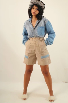 Imagem do Camisa jeans azul xadrez vintage
