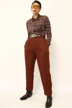 Imagem do Camisa estampa 70´s gola marrom