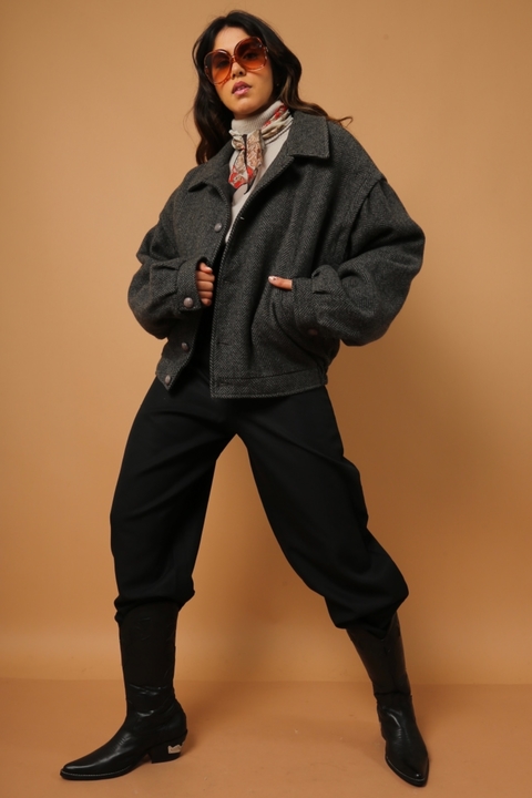 Jaqueta bomber xadrez forrada vintage