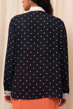 Camisa poa vintage azul gola off