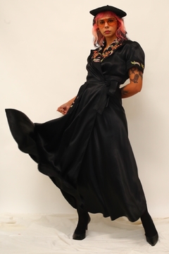 Vestido acetinado estilo kimono assimetrico - comprar online