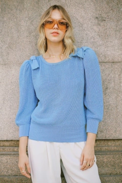 Tricot manga bufante ombreira power laço  - comprar online