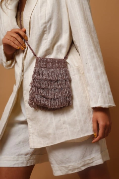 Bolsa micangas rosa zara franja vintage